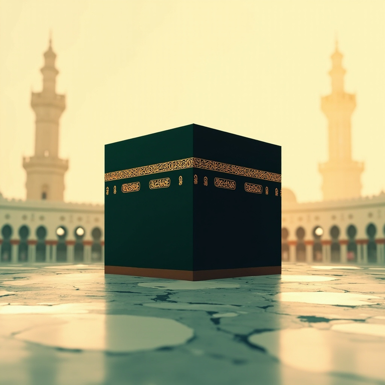 رسم توضيحي للكعبة المشرفة داخل المسجد الحرام